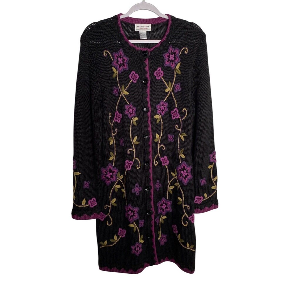 Victor Costa Mom Sweater Dress Floral Knee Length